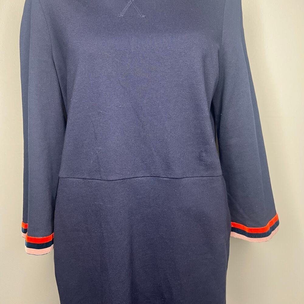Boden Women's Dress Size 12 Navy Blue Multicolor Velour Velvet Trim Mod Twee - Picture 3 of 10